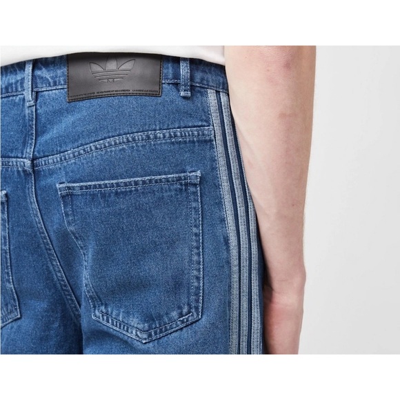 adidas Men's Denim Track Jeans in Blue with Side Stripes - Picture 5 of 6